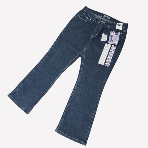 Lee Riders Bootcut Womens Jeans Sz 10P Blue Mid Rise Dark Wash 5-Pocket Stretch - Picture 1 of 15